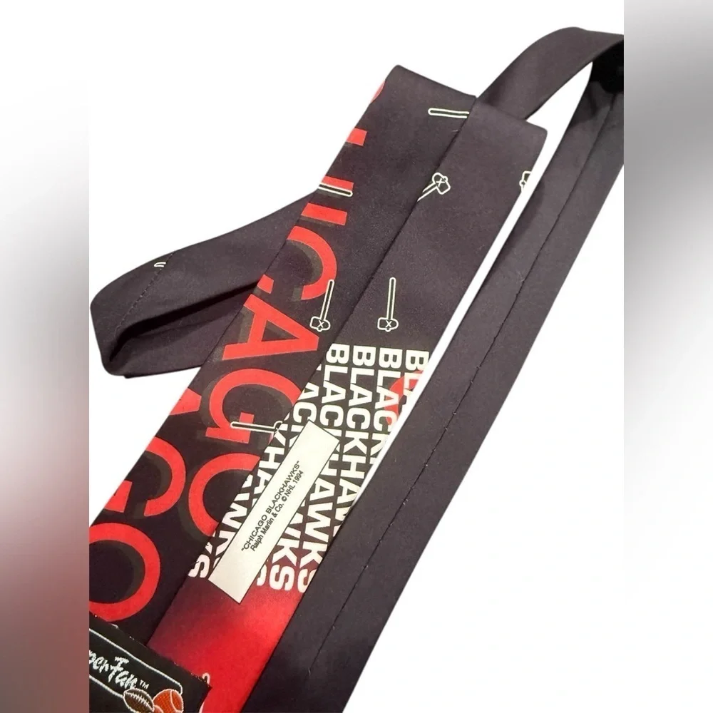 Chicago Blackhawks Ralph Marlin & Co. NHL 1994 Vintage Men’s Neck Tie Black, Red